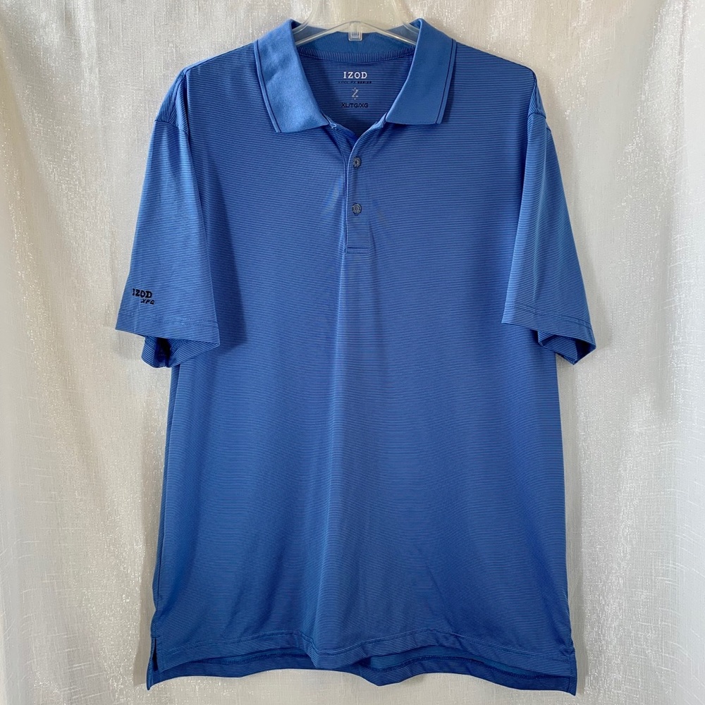 Izod XFG Blue Stripe Polo Golf Shirt XL